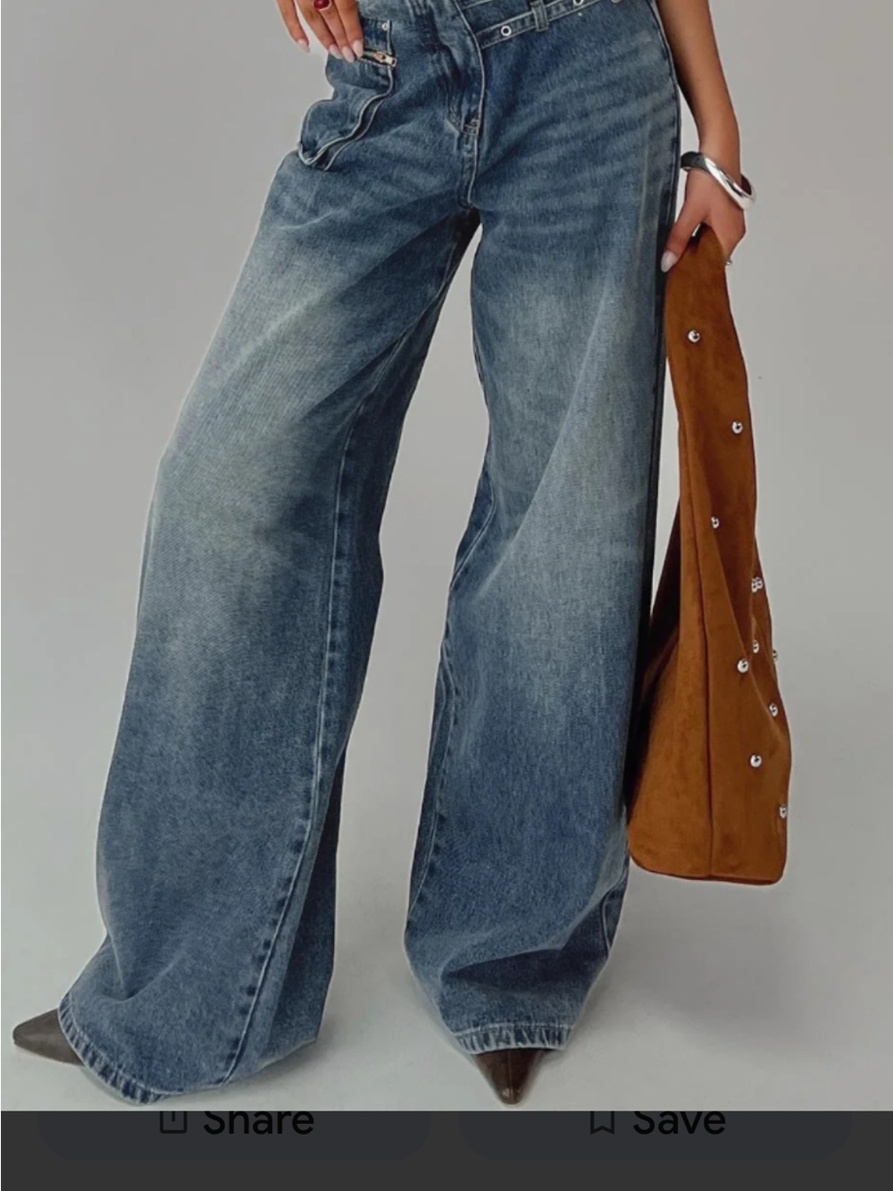 Princess Polly Paltrow Wide Leg Cargo Blue Wide-Leg High-Rise Jeans, SZ 2 petite